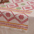 Hand Block Printed Cotton Table Runner, Machine Washable Cotton Runner, Boho Floral Dining Room Accent for Large Dining Tables and Console Displays, 18x90 Inches - Red & Ivory - Image 4