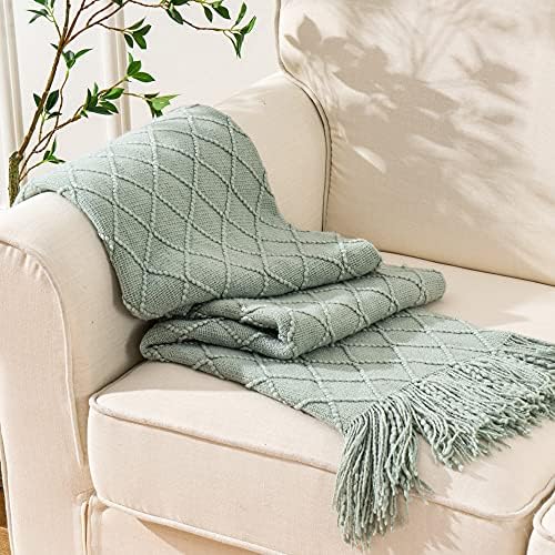 BATTILO HOME Sage Green Throw Blanket for Couch, Boho Bed Throws for Home Decor, Light Blue Throw Blanket for Sofa Living Room, 50"x60" - Image 4