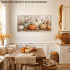 WAXWHELK Pumpkin Fall Canvas Wall Art, Neutral Gray and Beige Pumpkin Painting Pictures, Autumn Rustic Farmhouse Thanksgiving Artwork for Living Room Bedroom Home Decor (20"x40") - Image 3