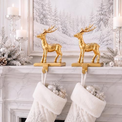 4 Pcs Christmas Reindeer Stocking Holder for Mantel Deer Stocking Hangers - Image 3