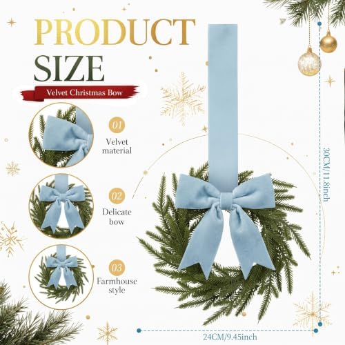 6 Pcs Christmas Blue Wreaths Kitchen Cabinet Decorations - Image 2
