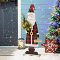 Glitzhome 36" H Lighted Wooden Christmas Santa Porch Sign Standing Porch Decor Rustic Merry Christmas Welcome Sign Holiday Party Outdoor Indoor Xmas Decorations by Glitzhome