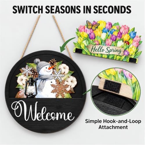 16-Piece Magnetic Interchangeable Seasonal Wooden Welcome Sign - Image 3