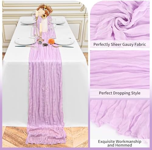 24 Pack Lavender 10Ft Cheesecloth Table Runner - Image 3