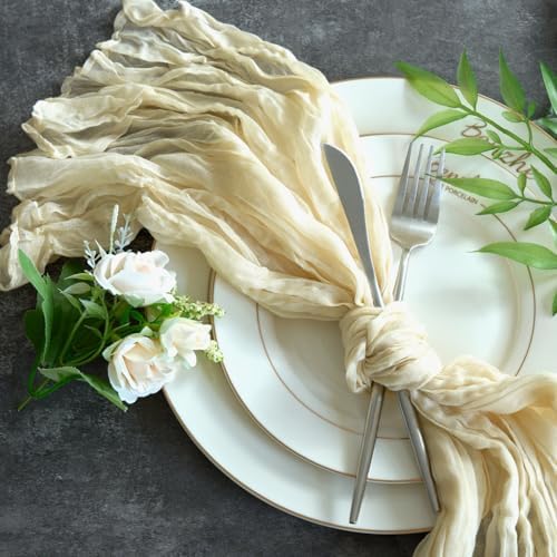 Sioloc 10 Pack Beige Cheesecloth Table Runner 120'' x 35'',Spring Easter Decor Soft Gauze Boho Wedding Table Decor for 10ft Table Birthday Party,Baby Shower, Bridal Shower, Home & Event Decor - Image 5