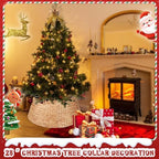 Christmas Tree Collar 28 inch with Cord Cut Out Artificial Christmas Tree Skirt Woven Water Hyacinth Large Tree Ring Base Collar Home Décor, Natural - Image 7