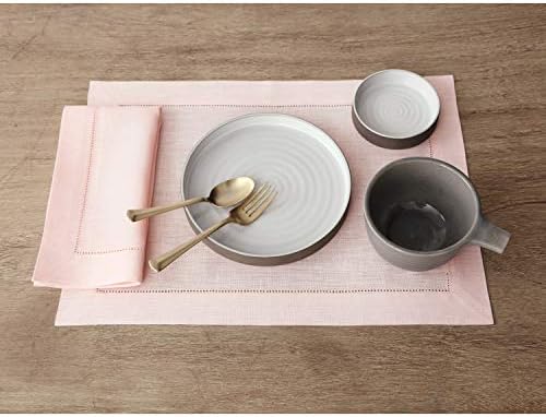 Solino Home 100% Pure Linen Placemats Pink Hemstitch, 14 x 19 in, Set of 6 - Image 2