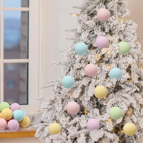Gejoy 30 Pcs Frosted Pastel Christmas Decor 2.36'' Candy Balls Ornaments - Image 5