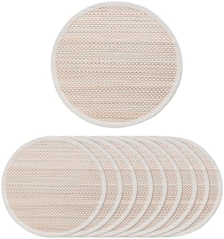Hausattire Bamboo Placemats for Dining Table Set of 10 Washable 14 Inches Round Square Place Mats Sushi Mats for Kitchen Table Outdoor Parties Easter Farmhouse Boho Decoration - Beige by Hausattire
