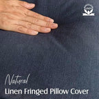 Foindtower Decorative Linen Fringe Throw Pillow Covers 22×22 Inch,Navy Blue - Image 2