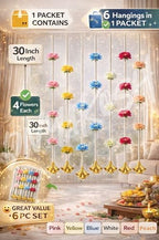 Divyakosh Hanging 6 Pcs -Handmade Floral Hanging with Artificial Flowers for Door Decoration, Temple Deckoration, Balcony/Living Room/Home Decor, Pooja Decorative Items - Image 3