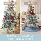 CROWNED BEAUTY 48 Inch Blue Velvet Christmas Tree Skirt, Tree Embroidery - Image 7