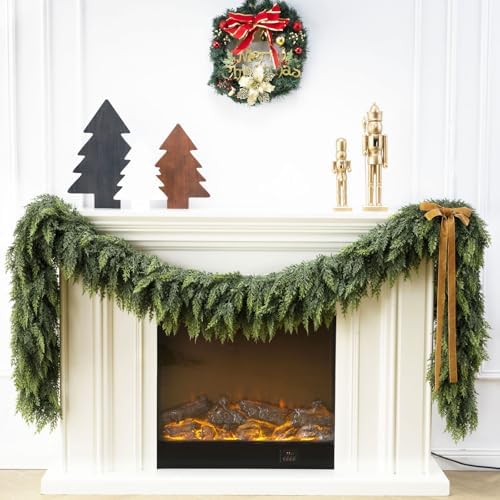 9 Ft Christmas Cedar Garland, Realistic Faux Pine Garlands, Green Artificial Greenery Garland for Winter Home, Mantle, Fireplace, Indoor, Outdoor Christmas Decorations (1Pcs) by Unknown
