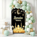 7.2FT Arch Backdrop Cover Black Gold Eid Ramadan Mubarak Photography Holiday Welcome Crescent Wedding Arch Cover Spandex Fitted Stretchy Backdrop Stand Covers for Birthday Party Wedding Decoration - Image 6