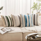 ANRODUO Boho Decorative Pillow Covers 20x20 Inch Gray Stripe 2 Pack of 2 - Image 2