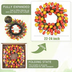 24" Tulip Fall Wreath for Front Door Real Touch Fade-Resistant - Image 3