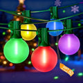 50Ft Outdoor Globe String Lights, LED G40 Colored Christmas Lights with 27 Shatterproof Frosted Globe Light Bulbs(2 Spare) for Holiday Gifts Bistro Balcony Roofline Garden Decor-Multicolor by Jasneniebo
