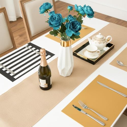 10 Pack Burlap Table Runners Rustic Jute Table Runner Placemats Bulk for Rustic Wedding Decor Farmhouse Party Kitchen Cover Fall Decorations 12 x 71 Inch Khaki - Image 7