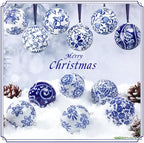 Cindeer 12 Pcs Blue and White Christmas Porcelain Balls, Elegant Style - Image 3