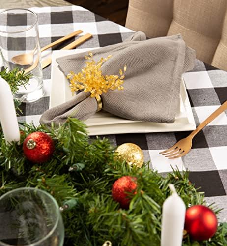 DII Buffalo Check Collection, Classic Farmhouse Tablecloth, 60 x 104, Black & White - Image 3