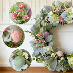 Easter Wreaths for Front Door, 20 inch Easter Door Wreath Decorations with Eggs Lambs Ear Leaves, Artificial Spring Wreath with Hydrangeas Flowers for Home Wall Window Farmhouse Decor - Image 2