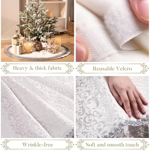 Valery Madelyn 36 Inch Sliver Christmas Tree Skirt for Tree Decorations - Image 4
