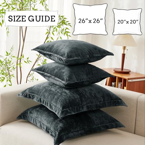 Luxurious Velvet Throw Pillow Covers 20x20 Set of 2 Decorative Pillow Covers Solid Square Cushion Case for Sofa Couch Bedroom Farmhouse, Blue Gray - Image 5