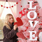 Valentines Day Decorations Tree Ornaments: 12 pcs Extra Large Red Pink White Love Heart XOXO Decorations, Glitter Heart Picks Ornaments for Valentine's Day Tree Topper Home Wedding Office Décor - Image 3