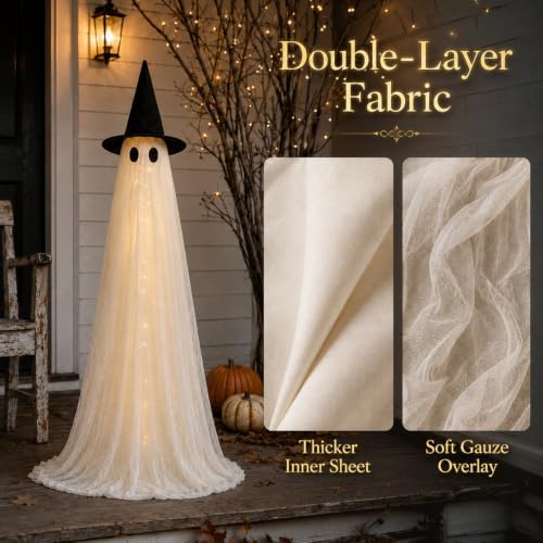 Halloween Decorations Outdoor 3 Pack Lighted Ghost-Family with Timer Remote - Image 3