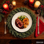 Christmas Placemats Set of 6 Artificial Cedar Wreath Charger Plates 19.7" Round Faux Greenery Branch Place Mats Winter for Winter Xmas Holiday Dinner Party Kitchen Dining Christmas Table Decorations - Image 3