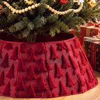 Soulchen 30 Inch Christmas Tree Collar Burgundy Xmas Tree Skirt Ring Jacquard Velvet Foldable Christmas Base Cover for Xmas Base Stand Cover Holiday Party Indoor Home Decorations by Soulchen