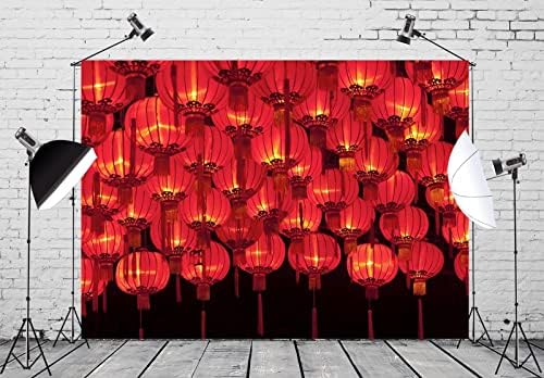 BELECO 10x8ft Fabric Happy Chinese New Year Backdrop Red Lanterns Chinese Traditional Lanterns Lit at Night New Year Eve Background Spring Festival Lunar New Year Decorations Backdrop Photo Props - Image 3