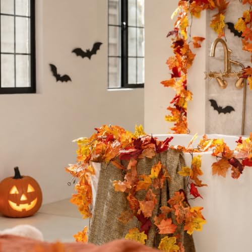 CQURE 6 Pack Fall Leaf Garland, Total 35Ft Artificial Maple Leaf Autumn Garland Fall Leaves Hanging Vines Fall Maple Leaves Thanksgiving Decor for Home Wedding Fireplace Party - Image 2