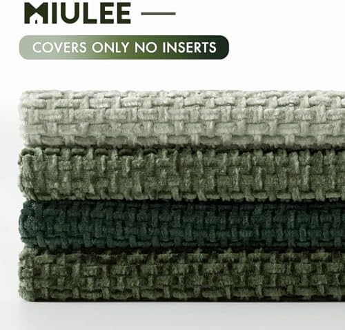 MIULEE Decorative Chenille Euro Pillow Covers Forest Green 22x22 Pack of 4 - Image 6