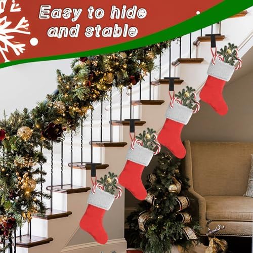 Christmas Stocking Holder for Mantel Fireplace Metal Stocking Hangers Hanging Hooks Heavy Duty Weighted Stocking Holder Bases for Xmas Shelf Fireplace Stair Decor (6, Black) - Image 7