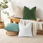 decorUhome Chenille Moss Green Velvet Throw Pillow Covers 26x26 Set of 2 - Image 6