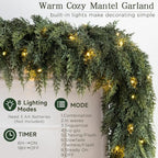 15FT Christmas Cedar Garland with Lights Prelit Pine Garland Decoration - Image 2
