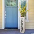 Glitzhome 30"H Wooden Welcome Porch Sign Rustic Double Sided Box-shaped "WELCOME, HOME" Porch Sign for Front Porch Decor, Washed White by Glitzhome