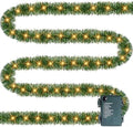TW SHINE 30 FT Pre-Lit Christmas Garland Decorations, 100 LED Lighted Artificial Pine Garlands with 8 Modes, Green Garland for Indoor Outdoor Door Home Stairs Holiday Decor, Warm White by TWSHINE