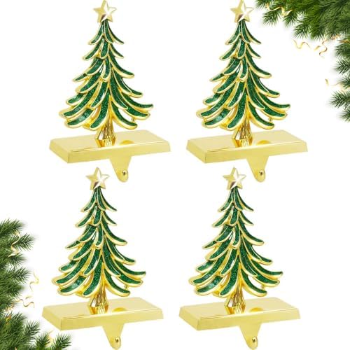 Christmas Stocking Holders for Mantle Set of 4 Green Xmas Tree by HEALSTOK