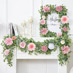 Waipfaru 2 Pcs Flower Garland, 12.14ft Eucalyptus Garland Vines with Flowers for Wedding Reception Table Mantle Spring Room Decor (Rose Pink) - Image 5