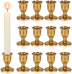 12 Pcs Gold Taper Candle Holders Brass Style Candlestick Holders Victorian Style Wedding Centerpiece Vintage Home Decor Christmas Mantel Decoration Fits Standard Taper Candles by VZZNN