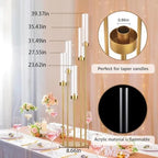 4Pcs 5 Arm Gold Candelabra Centerpieces with Acrylic Lampshade for Table - Image 3