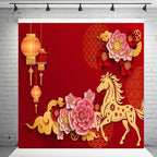 AOFOTO 10x10ft Happy Chinese New Year Backdrop China Spring Festival Lunar Year of The Horse Decoration Banner Paper Cut Flowers CNY Lanterns 2026 Background Party Supplies Photoshoot Studio Props - Image 5