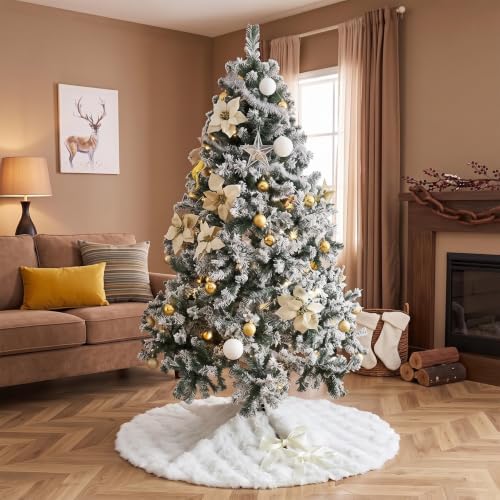 ORTIGIA Bubble Faux Fur White Christmas Tree Skirt 48 Inch - Image 2