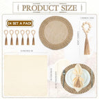 Gejoy 72 Pcs Burlap Placemat Wood Napkin Ring Dinner Napkin, Natural - Image 2