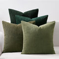 Topfinel Christmas Decorative Throw Pillow Covers Green Series,Winter Fluffy Corduroy Striped Euro Pillows Shams for Couch Bed Bedroom,Western Modern Hunter Green Pillowcase 24x24 Inch Set of 4 by Topfinel