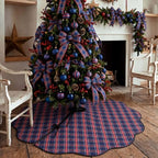Junkin Navy Blue Plaid Quilted 60in Christmas Tree Skirt Tartan Tree Decor - Image 5