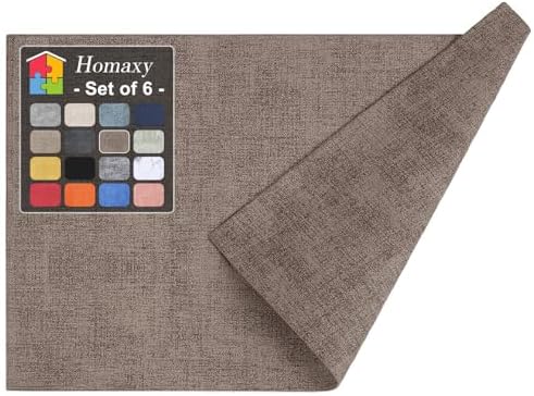 Homaxy PU Faux Leather Placemats for Dining Table, Set of 6, Dark Brown by Homaxy