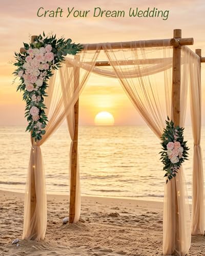 40 inch 2 Pack Faux Wedding Arch Flowers, Blush White Floral Swag - Image 4